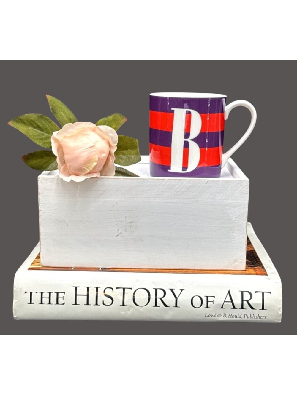 Kate Spade Lenox Wickford Red Letter Day "B" Mug Purple & Red Striped Porcelain